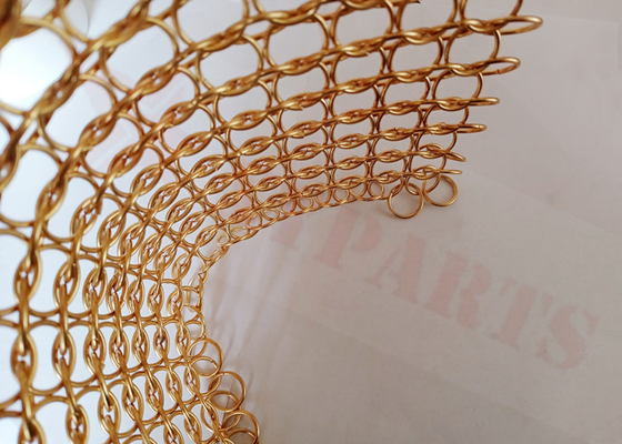لون ذهبي 1.5x15mm Chainmail شبكة نسيج الستار التصميم الداخلي الفولاذ المقاوم للصدأ
