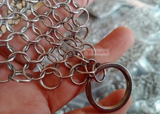 SS316L 10mm حلقة الحديد الزهر عموم Chainmail 8 &quot;X 6&quot; عالية الجودة الفولاذ المقاوم للصدأ